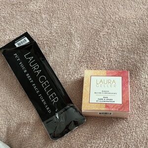 Laura Geller Baked Blush and Highlight with Black Pouch